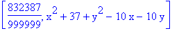 [832387/999999, x^2+37+y^2-10*x-10*y]
